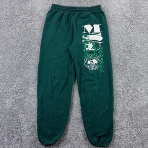 Vintage Michigan State Spartans Sweatpants Mens Medium Green MSU Crest Logo